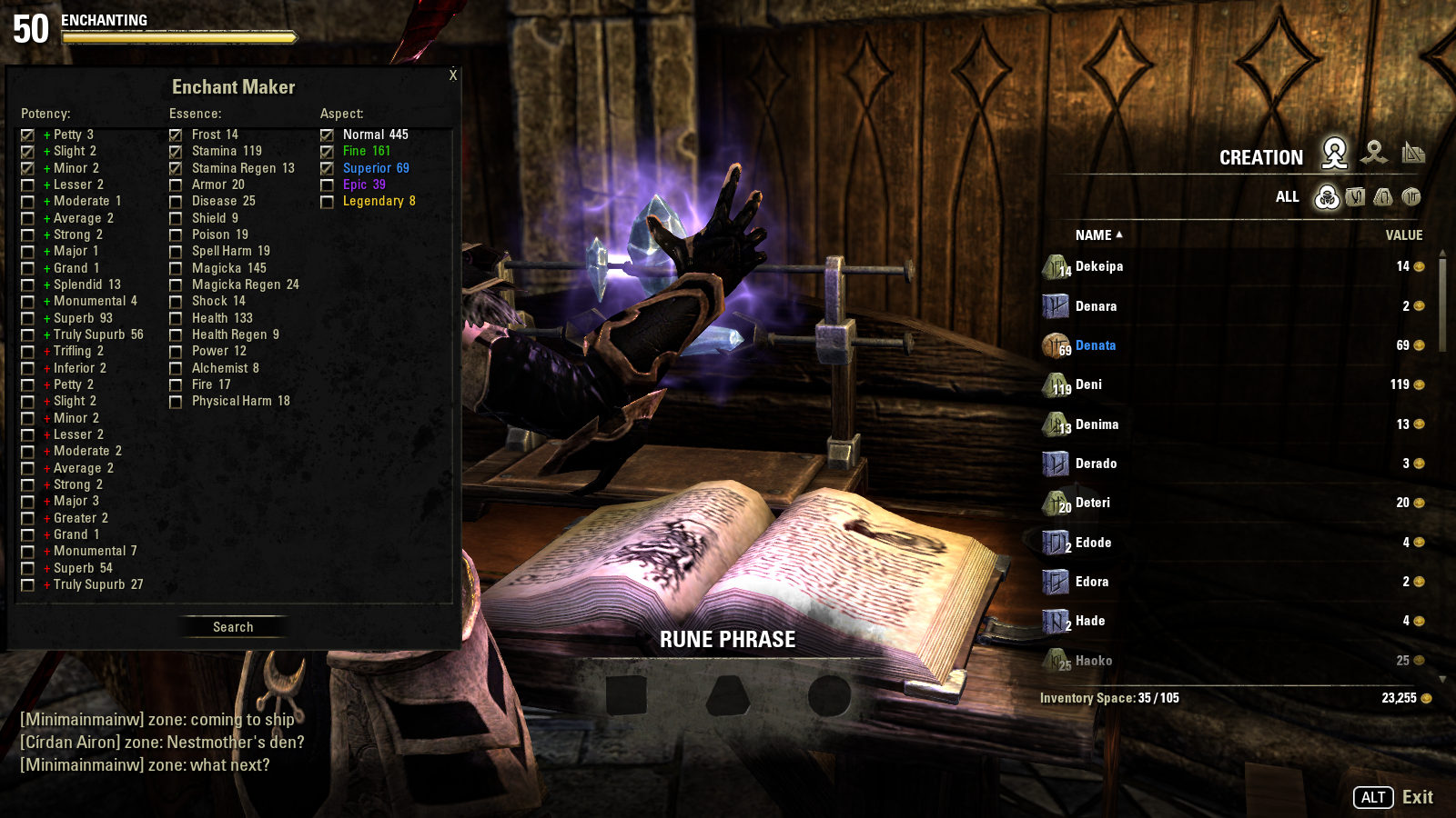 Enchanting Table Recipe Eso